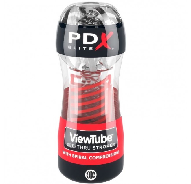 PDX ELITE - MASTURBATORE A COMPRESSIONE A SPIRALE TRASPARENTE STROKER VIEWTUBE 2