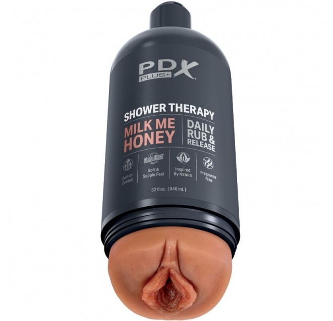 PDX PLUS - MASTURBATORE STROKER DAL DESIGN DISCRETO CON FLACONE DI SHAMPOO MILK ME HONEY CANDY