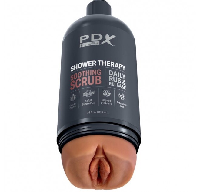 PDX PLUS - MASTURBATORE STROKER DAL DESIGN DISCRETO CON FLACONE SHAMPOO SCRUB LENITIVO AL CARAMELLO