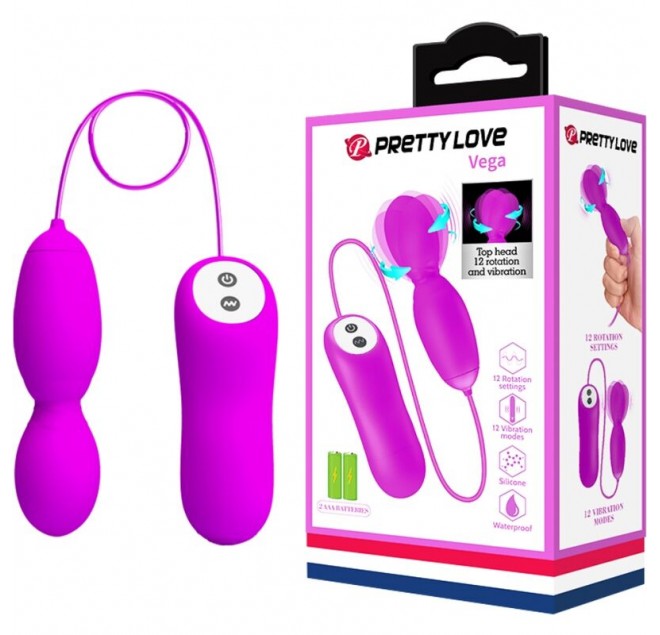 PRETTY LOVE - VEGA ROTATION AND VIBRATION MASSAGER WITH 12 FUNCTIONS FUCHSIA