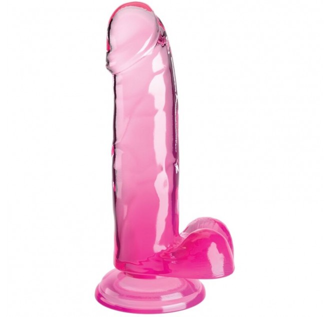 KING COCK CLEAR -  PENE REALISTICO CON SFERE 15,2 CM ROSA