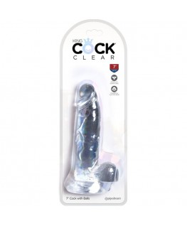 KING COCK CLEAR - PENE REALISTICO CON SFERE 15,2 CM TRASPARENTE