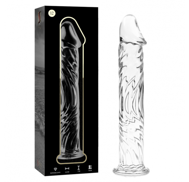 NEBULA SERIES BY IBIZA - MODELLO 12 DILDO IN VETRO BOROSILICATO 17 X 3,5 CM TRASPARENTE