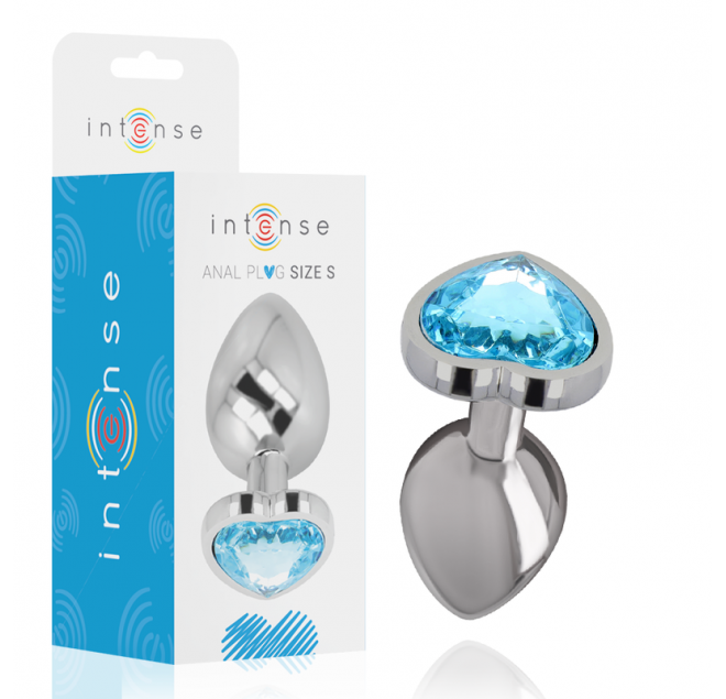 INTENSE - PLUG ANALE METALLO ALLUMINIO CUORE N BLU TAGLIA S