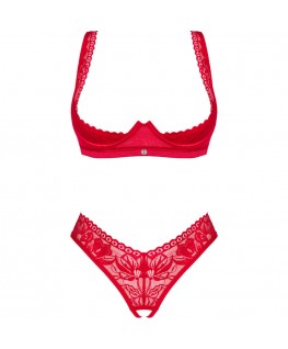 OBSESSIVE - SET DUE PEZZI SENZA COPPE LACELOVE ROSSO M/L