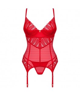 OBSESSIVE - CORSETTO E PERIZOMA INGRIDIA ROSSO M/L