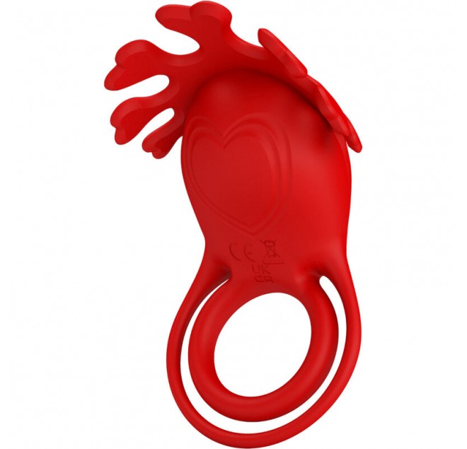 PRETTY LOVE - ANELLO VIBRATORE RUBEN 7 VIBRAZIONI IN SILICONE ROSSO