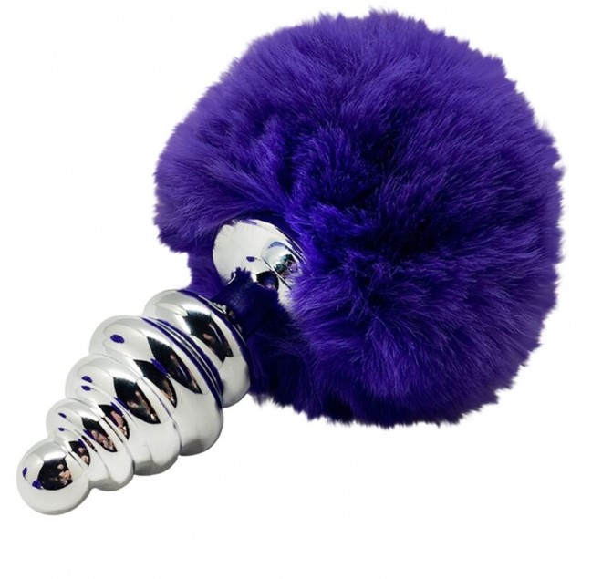 ALIVE - PLUG PIACERE ANALE SPIRALE METALLO FLUFFY VIOLA SCURO TAGLIA S