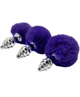 ALIVE - PLUG PIACERE ANALE SPIRALE METALLO FLUFFY VIOLA SCURO TAGLIA S