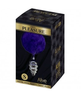 ALIVE - PLUG PIACERE ANALE SPIRALE METALLO FLUFFY VIOLA SCURO TAGLIA S