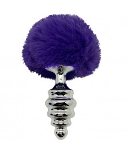 ALIVE - PLUG PIACERE ANALE SPIRALE METALLO FLUFFY VIOLA SCURO TAGLIA M