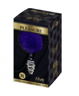 ALIVE - PLUG PIACERE ANALE SPIRALE METALLO FLUFFY VIOLA SCURO TAGLIA M