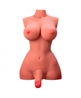 XISE - BELLISSIMO TORSO FEMMINILE DA DONNA CON DILDO CON VIBRAZIONE E SPINTA 49 CM