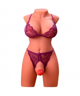XISE - MIAH LADY BOY TORSO FEMMINILE CON DILDO CON VIBRAZIONE E SPINTA 55 CM