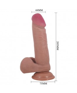 PRETTY LOVE - DILDO REALISTICO SLIDING SKIN SERIES CON VENTOSA SCORREVOLE DELLA PELLE MARRONE 20,5 CM