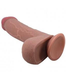 PRETTY LOVE - DILDO REALISTICO SLIDING SKIN SERIES CON VENTOSA SCORREVOLE DELLA PELLE MARRONE 23,4 CM