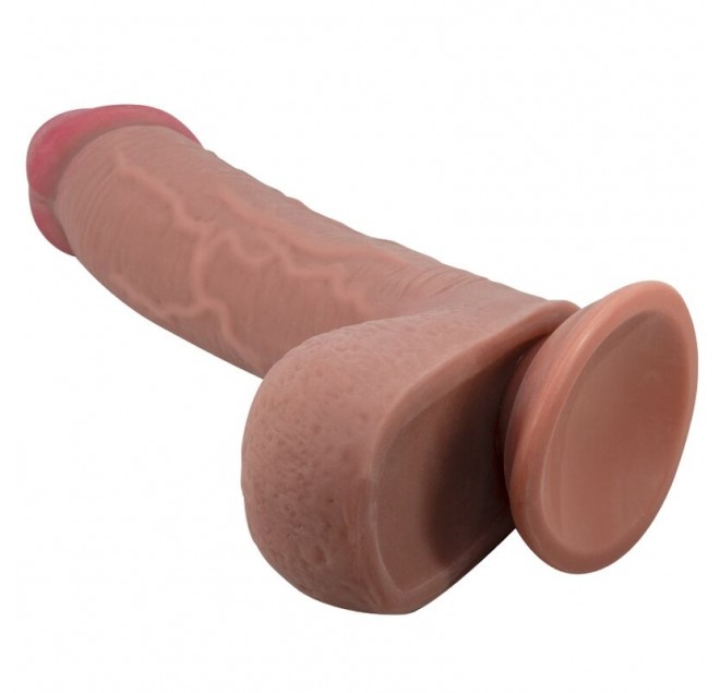 PRETTY LOVE - DILDO REALISTICO SLIDING SKIN SERIES CON VENTOSA SCORREVOLE DELLA PELLE MARRONE 23,4 CM