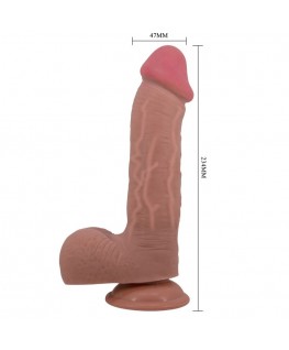 PRETTY LOVE - DILDO REALISTICO SLIDING SKIN SERIES CON VENTOSA SCORREVOLE DELLA PELLE MARRONE 23,4 CM