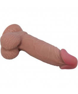 PRETTY LOVE - DILDO REALISTICO SERIE SLIDING SKIN CON VENTOSA SCORREVOLE IN PELLE MARRONE 19,4 CM