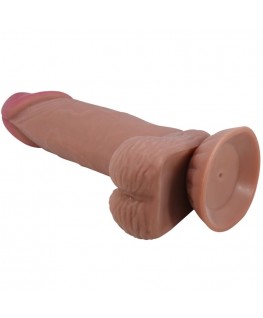 PRETTY LOVE - DILDO REALISTICO SERIE SLIDING SKIN CON VENTOSA SCORREVOLE IN PELLE MARRONE 19,4 CM
