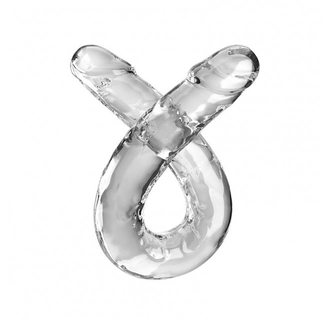 KING COCK - DOUBLE TROUBLE DOPPIO TROUBLE 46 CM TRASPARENTE
