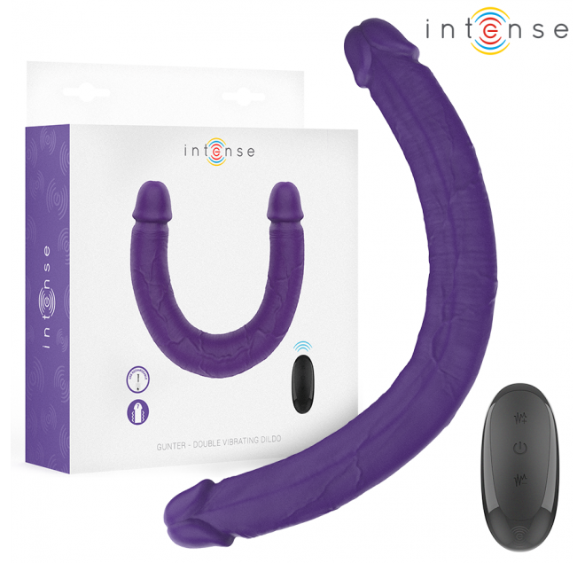 INTENSE - GUNTER DILDO DOPPIO VIBRATORE 40 CM VIOLA TELECOMANDO