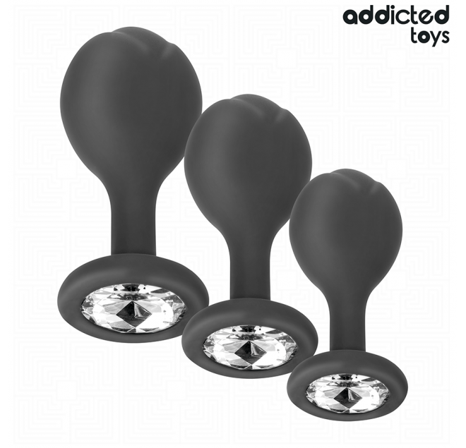 ADDICTED TOYS - SET DI 3 TAPPI ANALI CON GIOIELLO