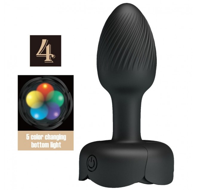 PRETTY LOVE - PLUG ANALE OLMAN CON LUCE LED NERO 8,8 CM