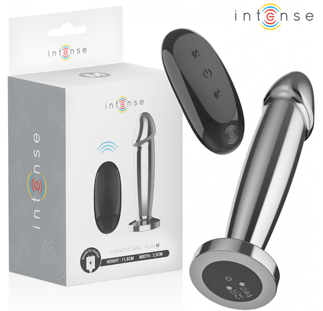INTENSE - ANAL PLUG 10 VIBRAZIONI DILDO METALLO CON TELECOMANDO M