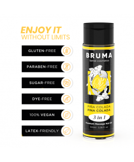 BRUMA - OLIO DA MASSAGGIO PREMIUM EFFETTO CALORE SAPORE PINA COLADA 3 IN 1 - 100 ML