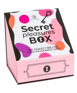 SECRET PLAY - PLEASURES BOX PER COPPIE: DADI + PROIETTILE VIBRANTE + PENNA CON PIUMA