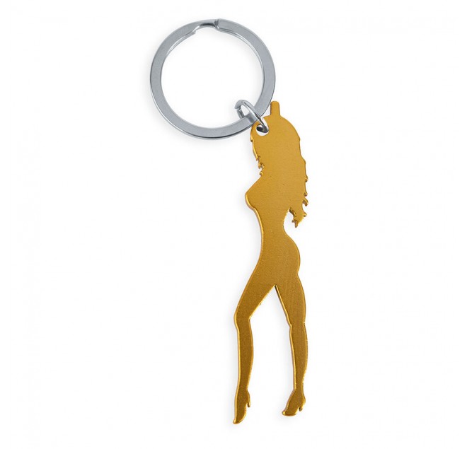 DIABLO PICANTE - PORTACHIAVI CON SILHOUETTE FEMMINILE COLOR ORO CON APRIBIRRA