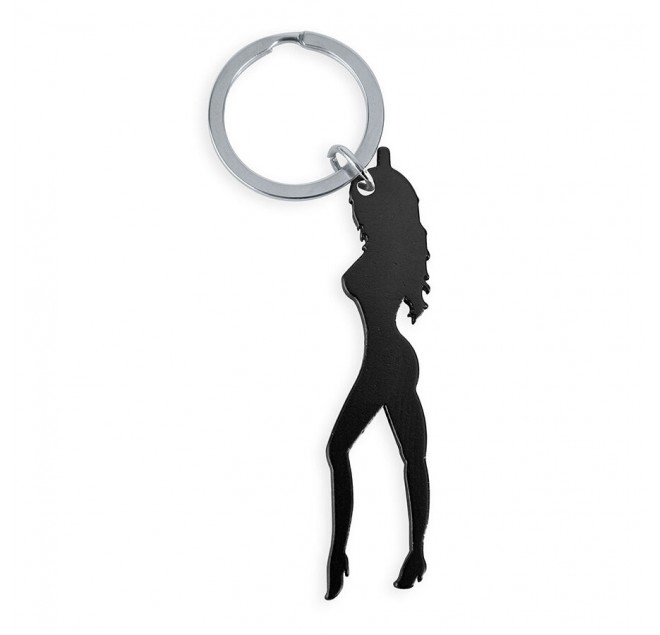 DIABLO PICANTE - PORTACHIAVI CON SILHOUETTE FEMMINILE DI COLORE NERO CON APRIBIRRA