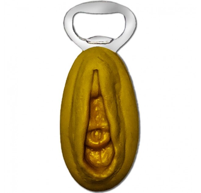 DIABLO PICANTE - APRIBACCHE IN ARGENTO CON FORMA DI VAGINA DORATA