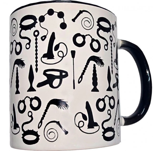 DIABLO PICANTE - TAZZA BONDAGE BIANCA CON MANICO NERO 370 ML