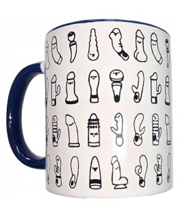 DIABLO PICANTE - TAZZA VIBRATORI BIANCHI CON MANICO BLU 370 ML