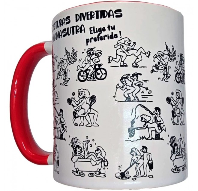 DIABLO PICANTE - TAZZA BIANCA CON MANICO ROSSO E POSIZIONI KAMASUTRA 370 ML