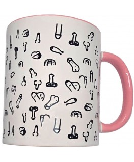 DIABLO PICANTE - TAZZA PENE BIANCA CON MANICO ROSA 370 M
