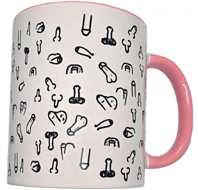 DIABLO PICANTE - TAZZA PENE BIANCA CON MANICO ROSA 370 M