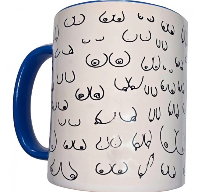 DIABLO PICANTE - TAZZA TETTE BIANCHE CON MANICO BLU 370 ML