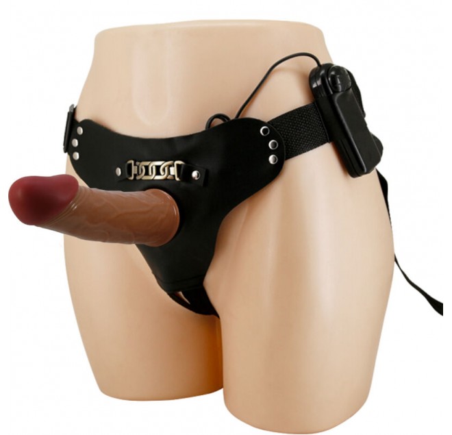 PRETTY LOVE - STARKS IMBRAGATURA SLIP DILDO VIBRAZIONE MULTI-SPEED 17,5 CM MARRONE CHIARO