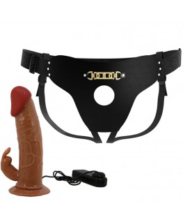 PRETTY LOVE - MARION HARNESS SLIP UNIVERSALE CON DILDO VIBRANTE 19 CM MARRONE