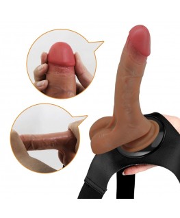 PRETTY LOVE - SLIP UNIVERSALE CON DILDO VIBRANTE E SQUIRTING 15,5 CM MULATO