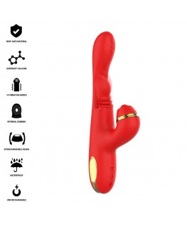 INTENSE - KATY STIMOLATORE CLITORIDEO MULTIFUNZIONE 4 TESTINE INTERCAMBIABILI ROSSO