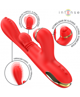 INTENSE - KATY STIMOLATORE CLITORIDEO MULTIFUNZIONE 4 TESTINE INTERCAMBIABILI ROSSO