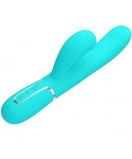 PRETTY LOVE - VIBRATORE MULTIFUNZIONE PERLITA 3 IN 1 G-SPOT VERDE ACQUA