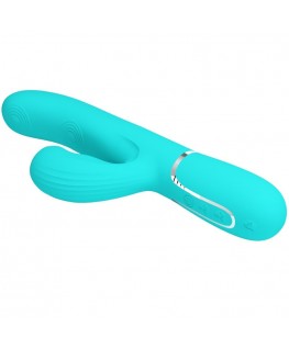 PRETTY LOVE - VIBRATORE MULTIFUNZIONE PERLITA 3 IN 1 G-SPOT VERDE ACQUA