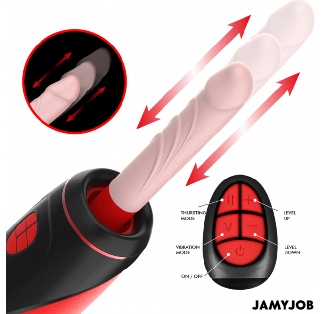 JAMYJOB - PYSTON BASE MASTURBATORE AUTOMATICO CON DILDO TELECOMANDO