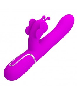 PRETTY LOVE - VIBRATORE MULTIFUNZIONE RABBIT 4 IN 1 FARFALLA FUCSIA