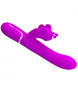 PRETTY LOVE - VIBRATORE MULTIFUNZIONE RABBIT 4 IN 1 FARFALLA FUCSIA